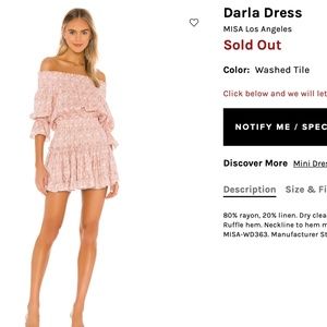 Misa Los Angeles Darla Dress XS Sold out $325